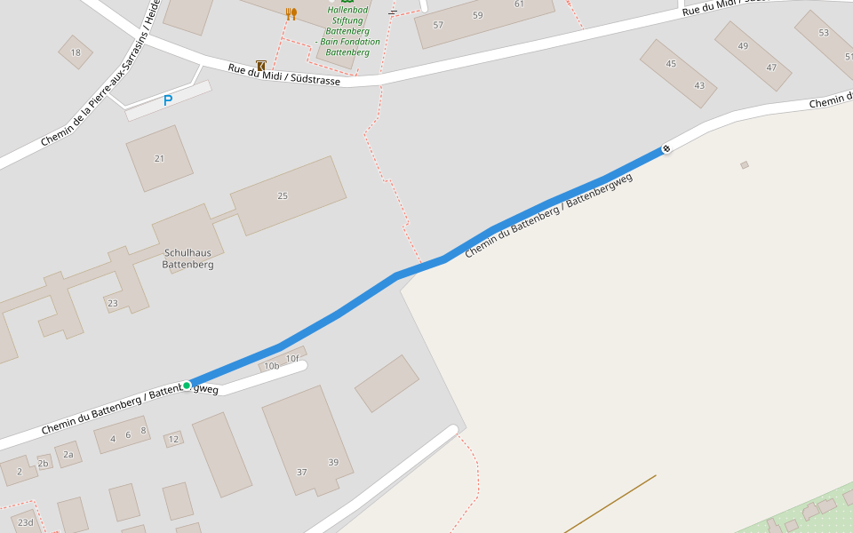 Chemin du Battenberg / Battenbergweg walking route map in Biel