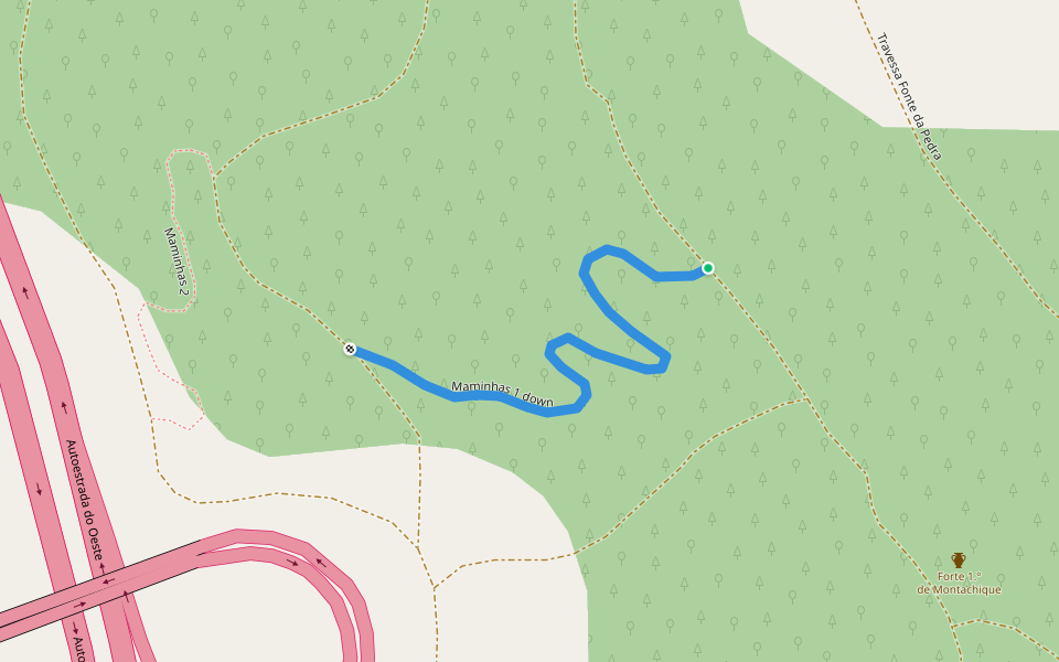 Maminhas 1 down walking route map in Milharado