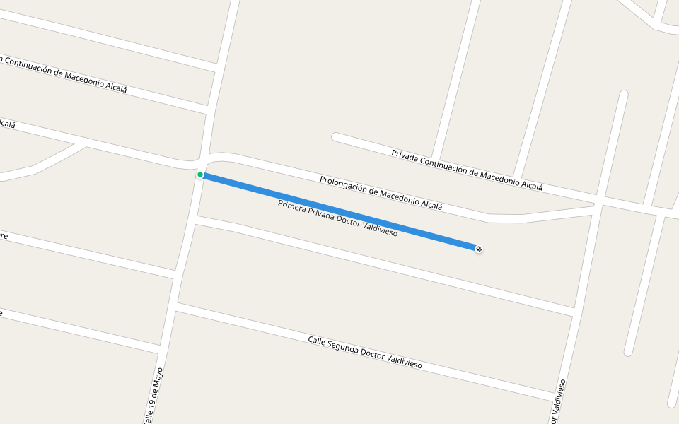 Primera Privada Doctor Valdivieso walking route map in De San Antonio