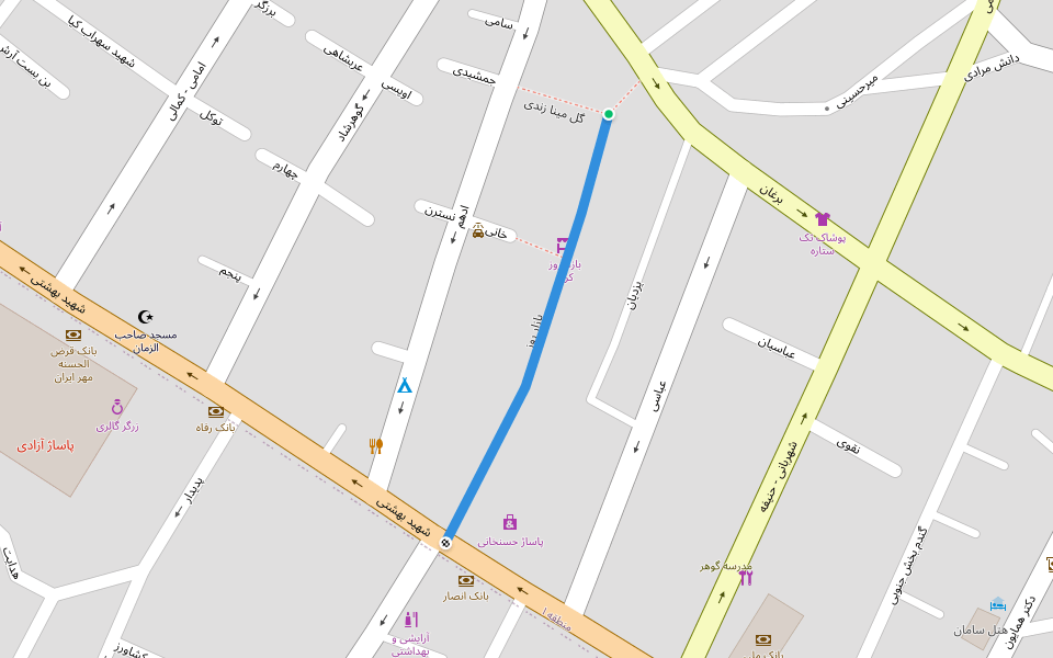 بازار روز walking route map in Karaj