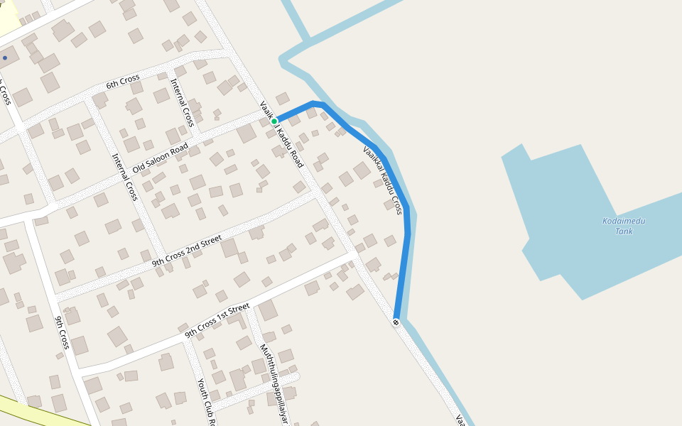 Vaaikkal Kaddu Cross walking route map in Kallady