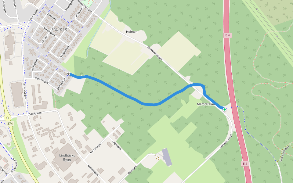 Elljuspår walking route map in Piteå