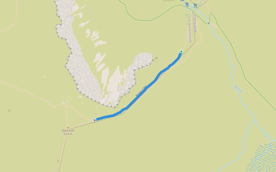 Birkett Edge walking route map in Bassenthwaite