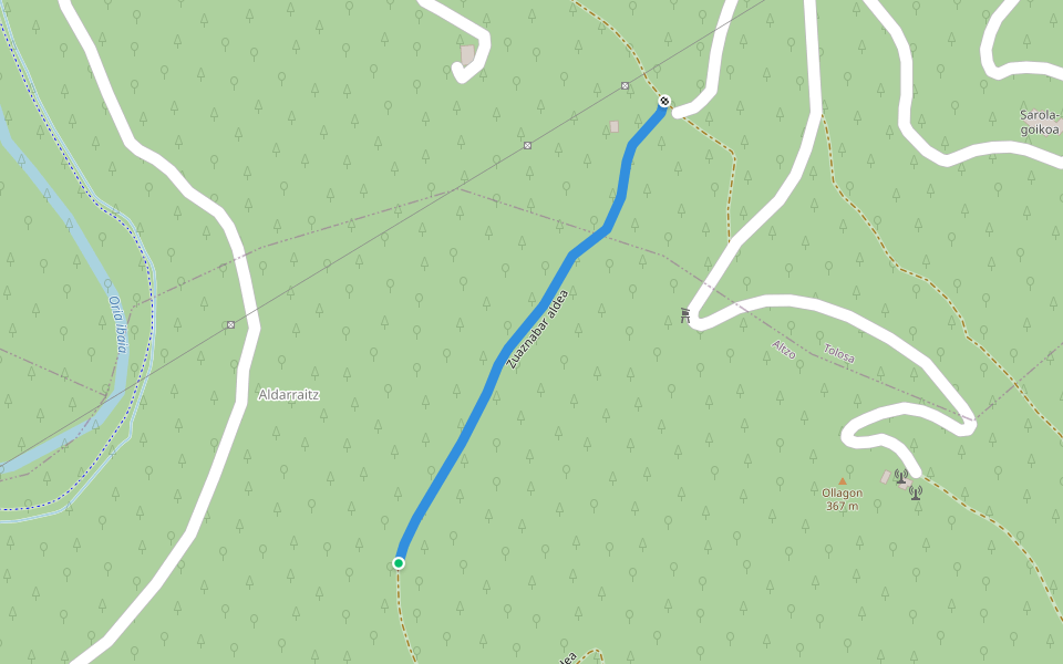 Zuaznabar aldea walking route map in Altzo