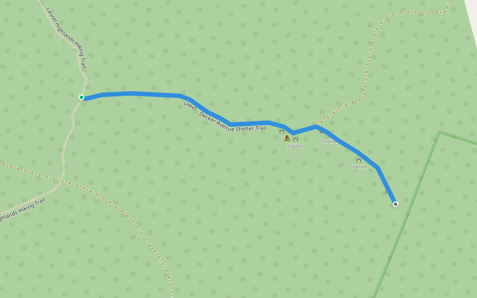 LHHT - Decker Avenue Shelter Trail walking route map in Johnstown