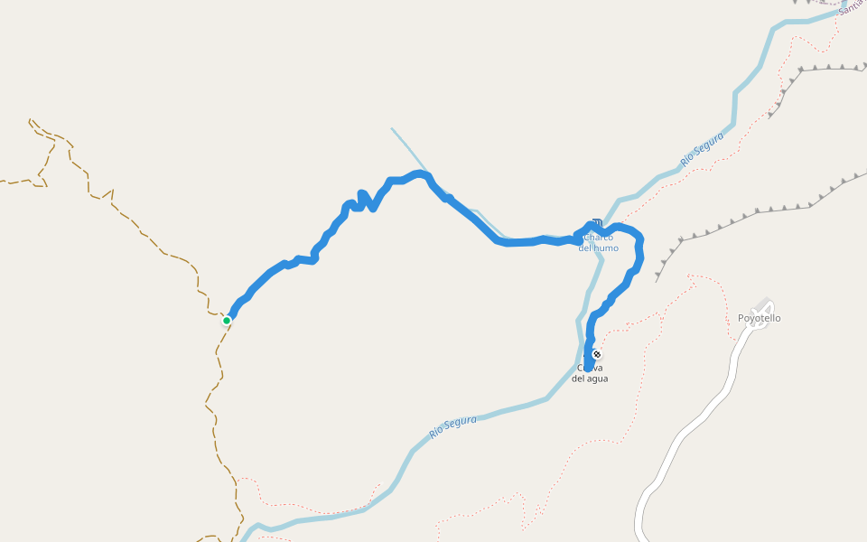 Pontones-Poyotello walking route map in Poyotello