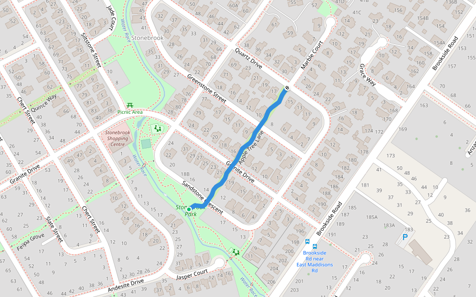 Apple Tree Lane walking route map in Rolleston