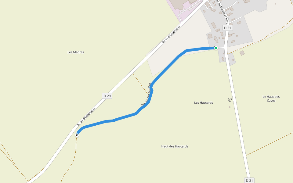 Chemin des Haccards walking route map in Fontaine-les-Grès