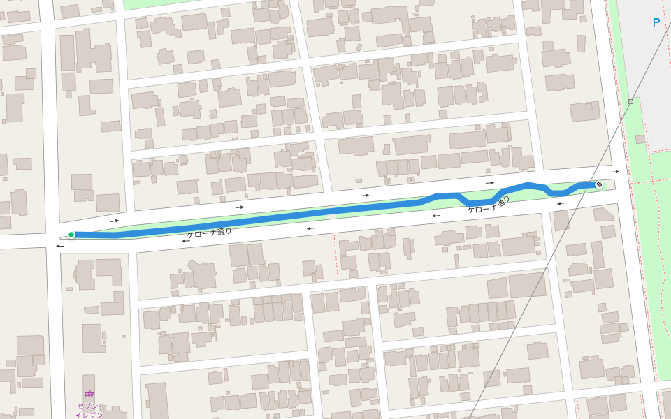 ケローナ通り walking route map in Kasugai