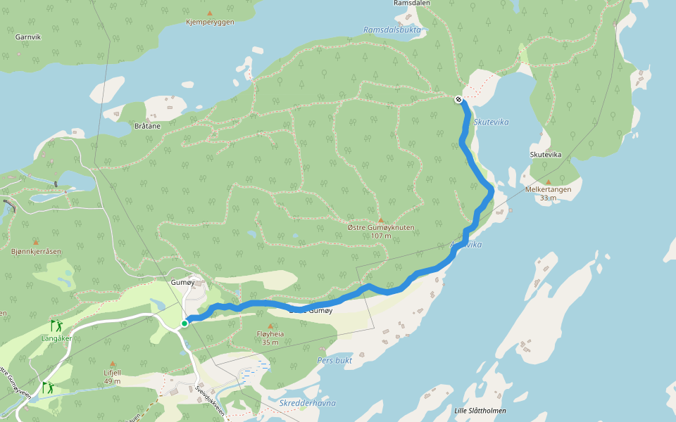 Skutevikastien walking route map in Skåtøy