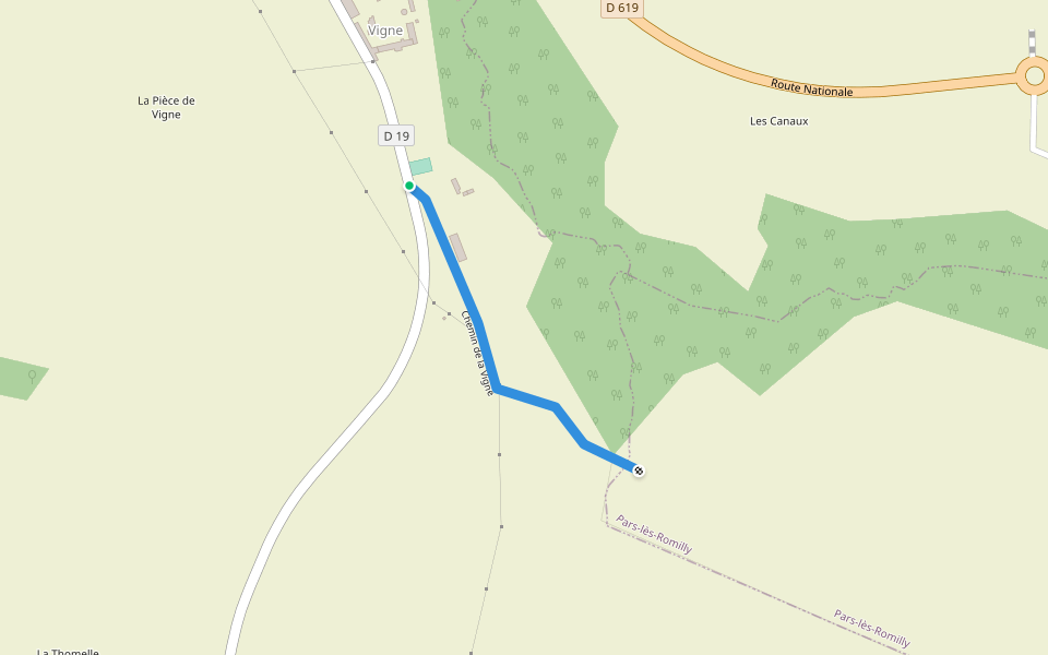 Chemin de la Vigne walking route map in Saint-Hilaire-sous-Romilly