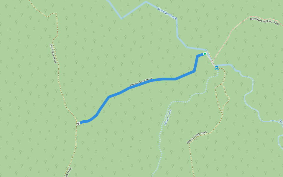 Abbott Creek Track walking route map in Woods Point