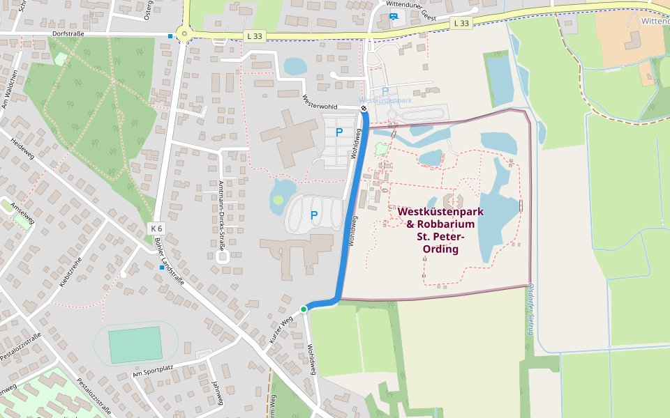 Wohldweg walking route map in Sankt Peter-Ording