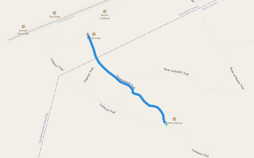 Escarpment Trail walking route map in Kempton