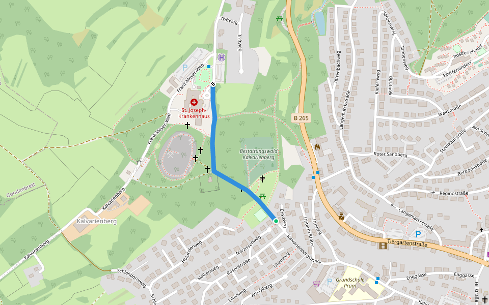 Kalvarienbergstraße walking route map in Prüm