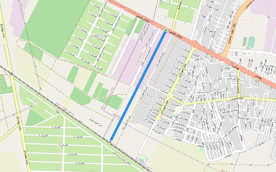 تعاون walking route map in Karaj