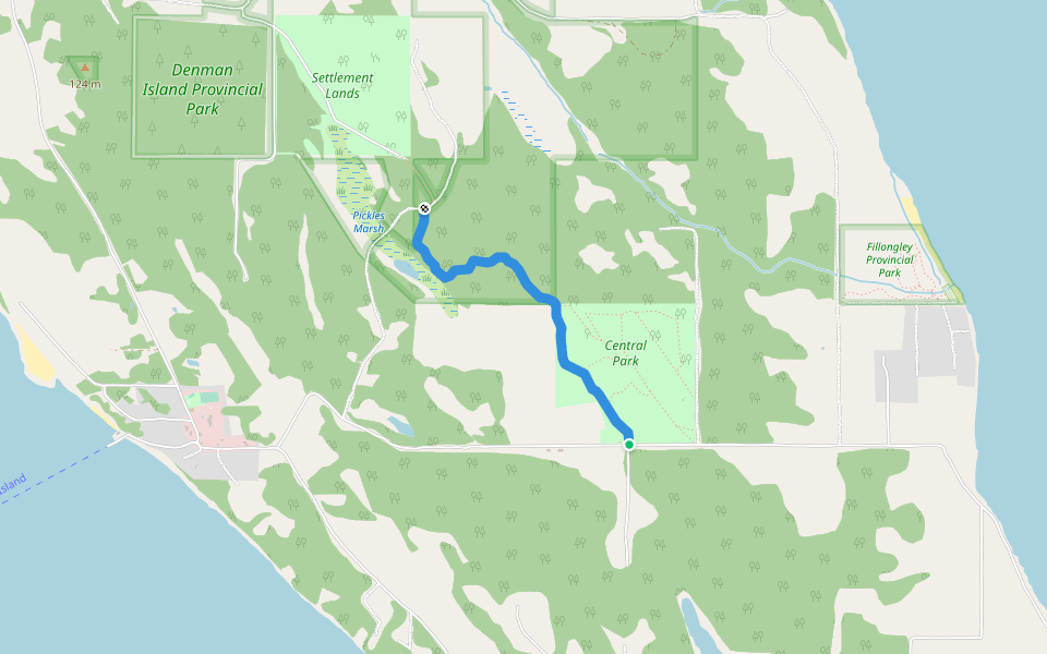 Pickles Road Trail walking route map in Denman Island