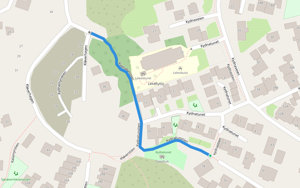Kydnatunstien walking route map in Riska