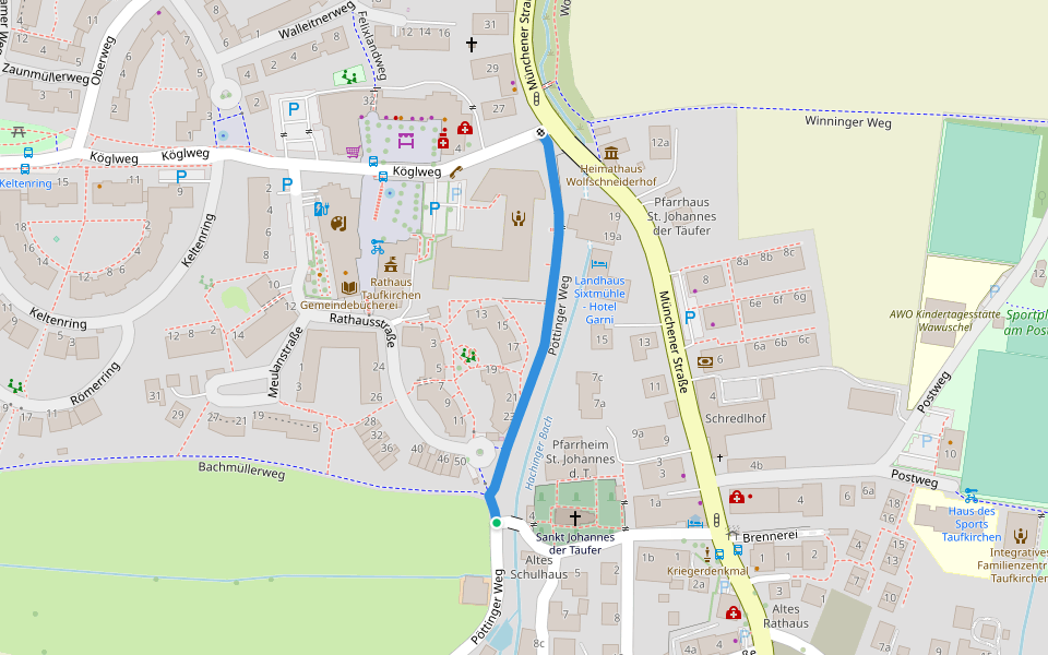 Pöttinger Weg walking route map in Taufkirchen