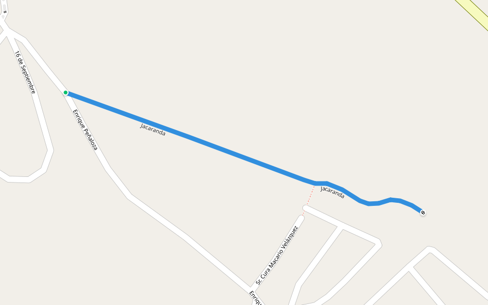 Jacaranda walking route map in Atotonilco el Alto