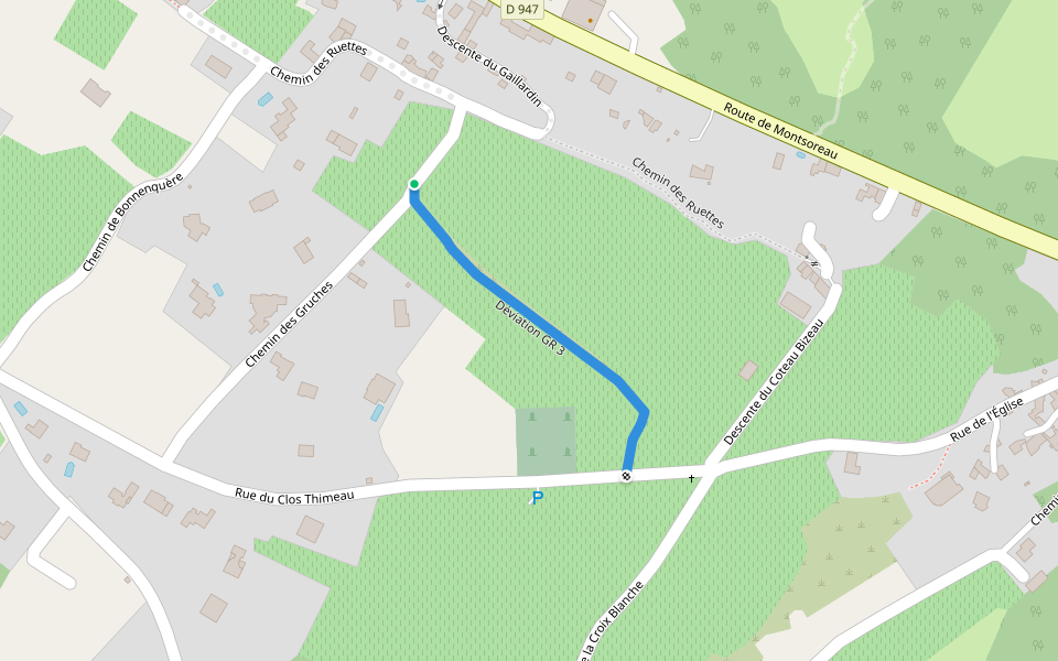 Déviation GR 3 walking route map in Saumur