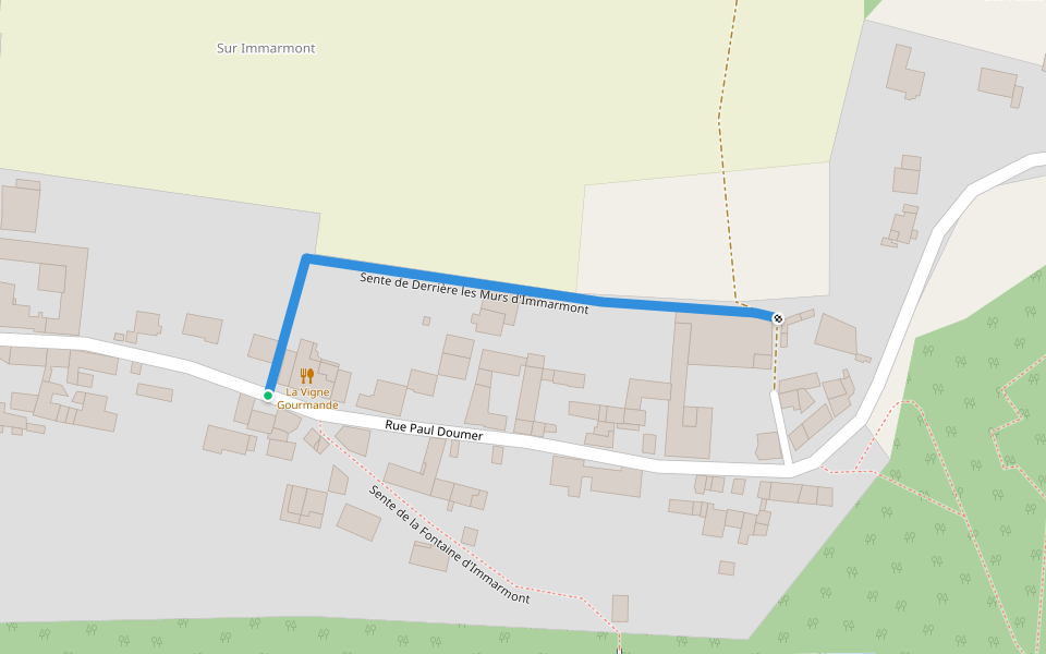 Sente de Derrière les Murs d'Immarmont walking route map in Osny