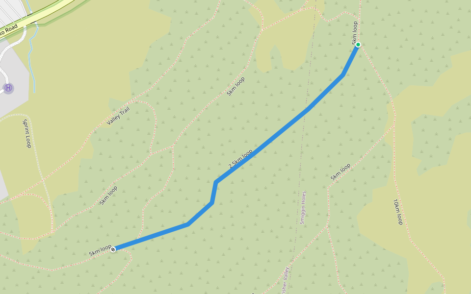 2.5km loop walking route map in Perisher Valley