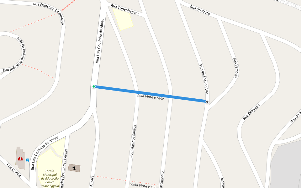 Viela Vinte e Sete walking route map in Franco da Rocha