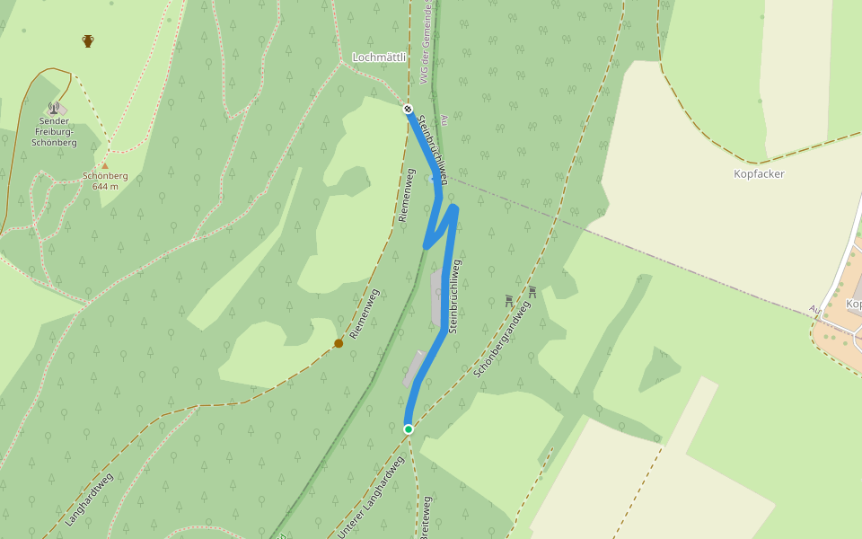 Steinbrüchliweg walking route map in Wittnau