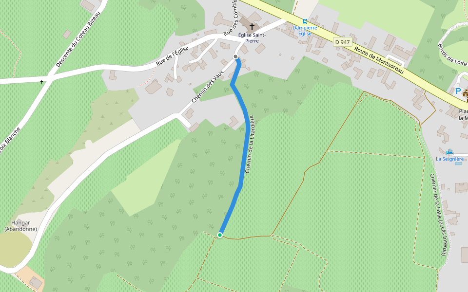 Chemin de la Litardière walking route map in Saumur