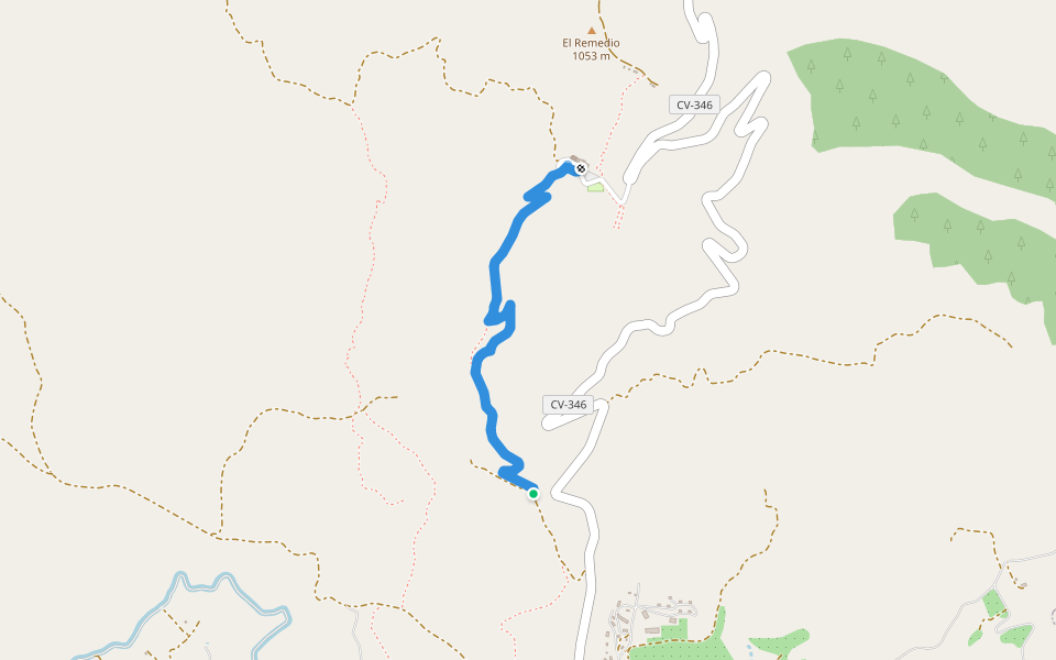 Camino de la Ermita del Remedio walking route map in Chelva