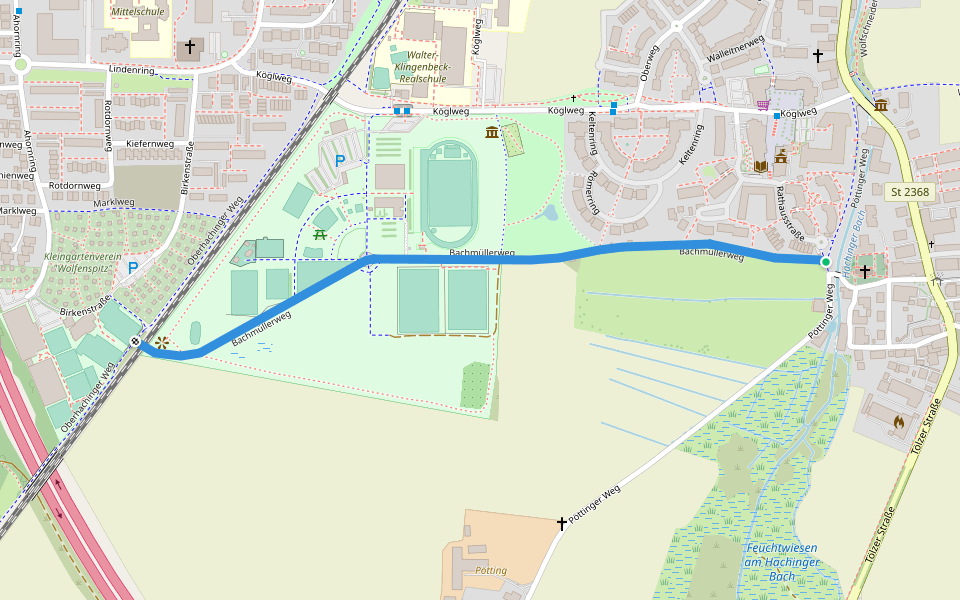 Bachmüllerweg walking route map in Taufkirchen