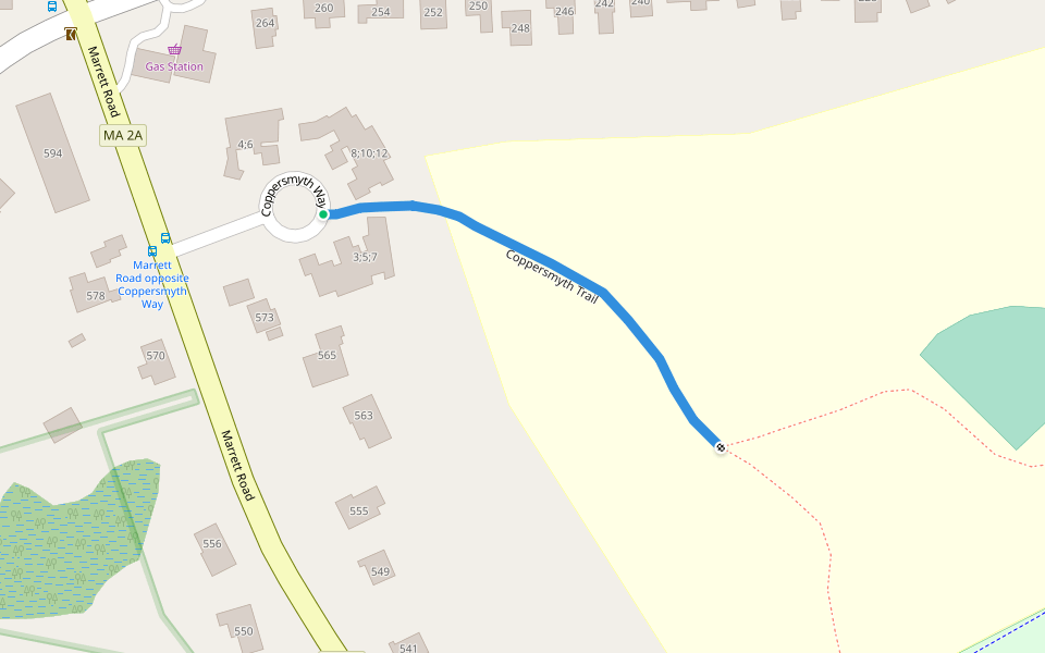 Coppersmyth Trail walking route map in Lexington