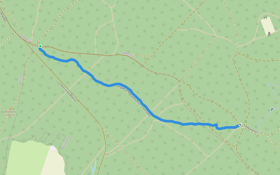 Singletrail Moravský Kras - U Konvičky walking route map in Bukovinka