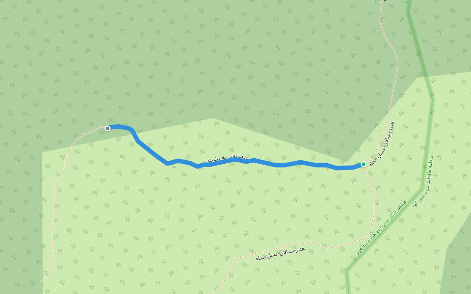 دسترسی به دشت walking route map in Esel Mahalleh