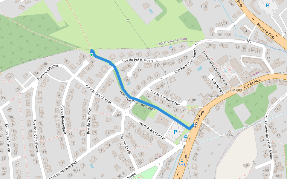 Ancienne Route de Guerre walking route map in Rozérieulles