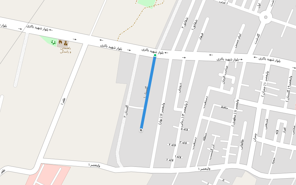 گلستان ۱ walking route map in Karaj