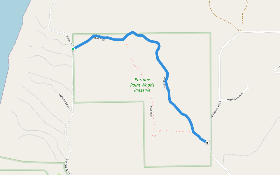 Red Trail walking route map in Onekama