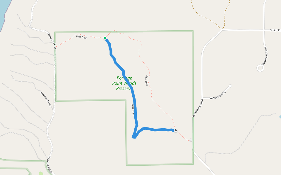 Blue Trail walking route map in Onekama