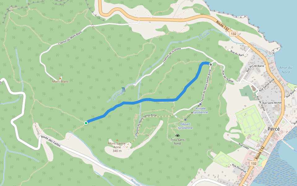 Sentier des Sources walking route map in Percé