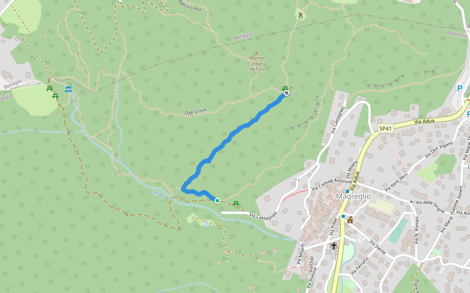 Castagneti-Croce walking route map in Magreglio