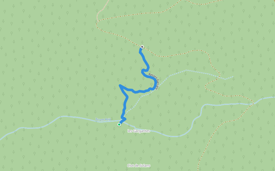 Retorn barranc walking route map in Bruguera
