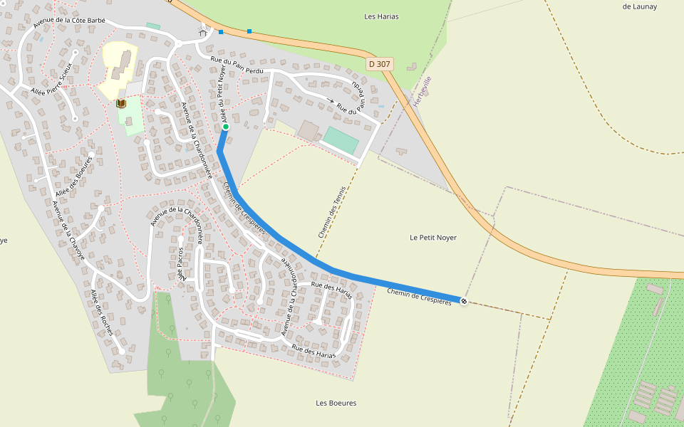 Chemin de Crespières walking route map in Mareil-sur-Mauldre