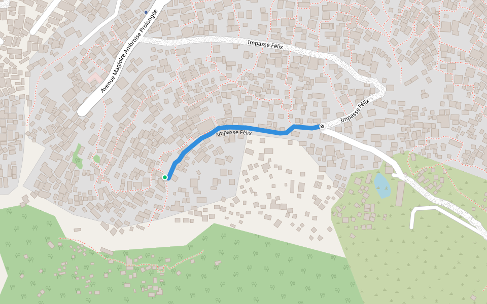 Impasse Félix walking route map in Pòtoprens