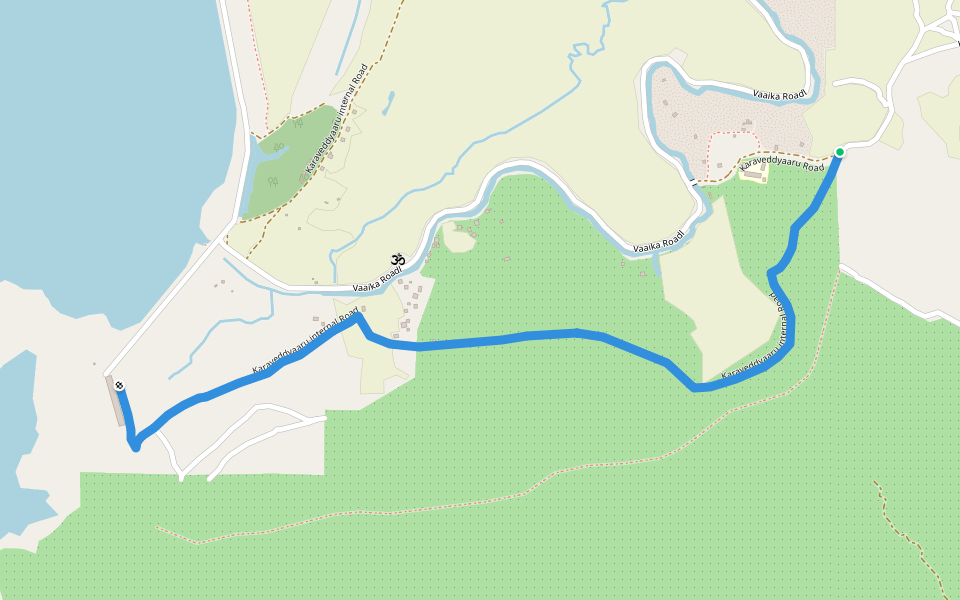 Karaveddyaaru internal Road walking route map in Adaichakal