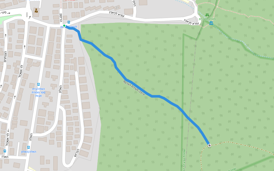 ירידה לטירת הכרמל walking route map in Tirat Carmel