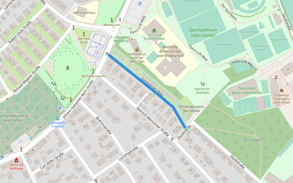 Zornedinger Weg walking route map in Vaterstetten