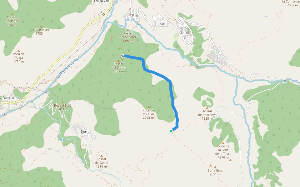 Obac walking route map in Pla de l'Ermita