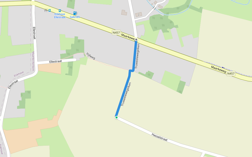 Truweelewegelken walking route map in Maarkedal