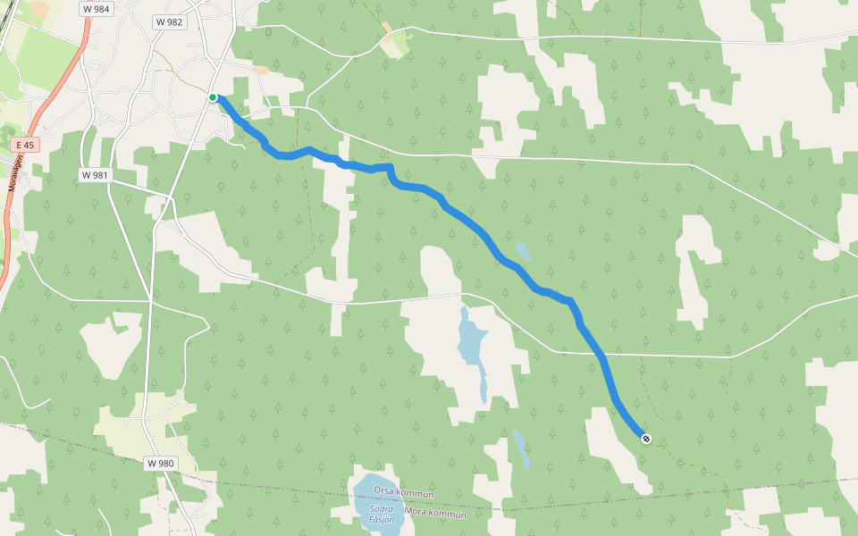 Siljansleden walking route map in Orsa